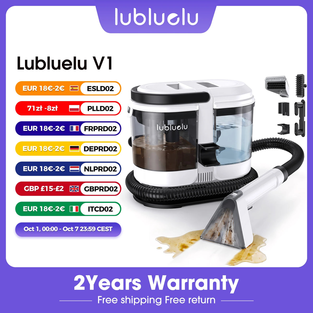 Portable Carpet and Upholstery Spot Cleaner Vacuum 16kPa