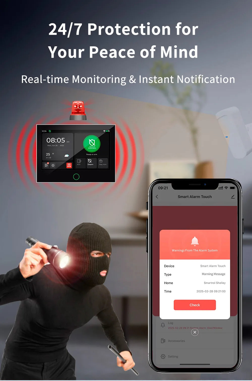 Entregas Rápidas KERUI Tuya WiFi+4G Sistema de Alarma para Hogar con 7 pulgadas Pantalla Táctil desde Almacén de ES Protección de Alarma