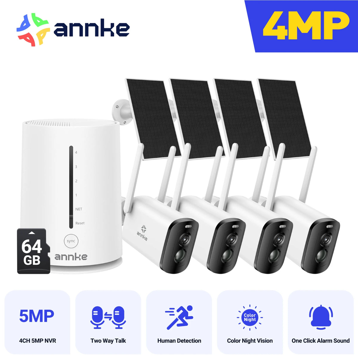 4MP Solar Wireless Outdoor Security Camera System