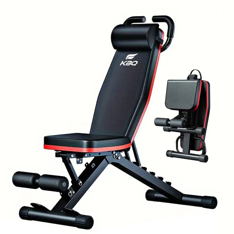 Adjustable Foldable Roman Chair Fitness Bench with Resistance Bands
