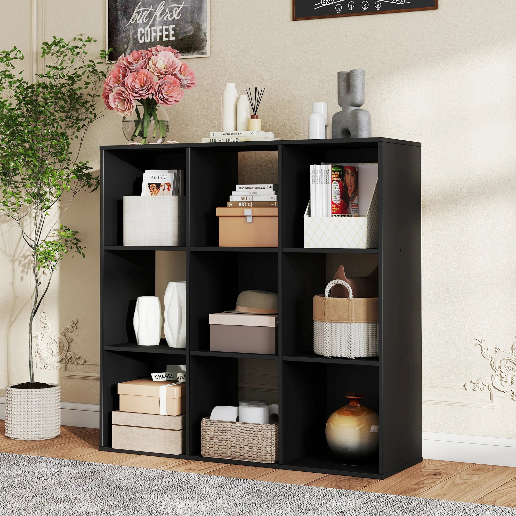 9 Cube Storage Organizer Wooden Bookcase Shelf for Home