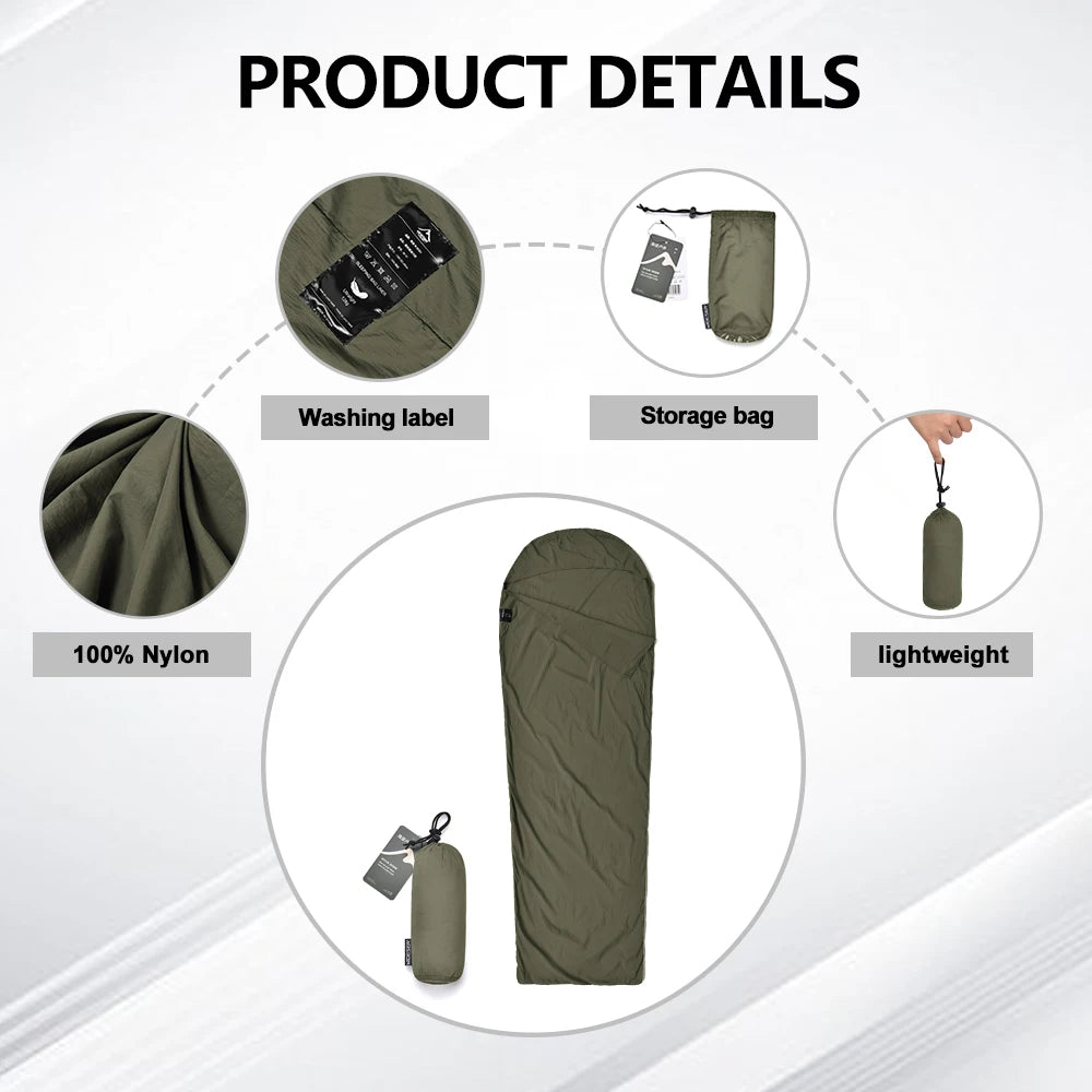 Ultralight Mummy Sleeping Bag Liner for Travel and Camping