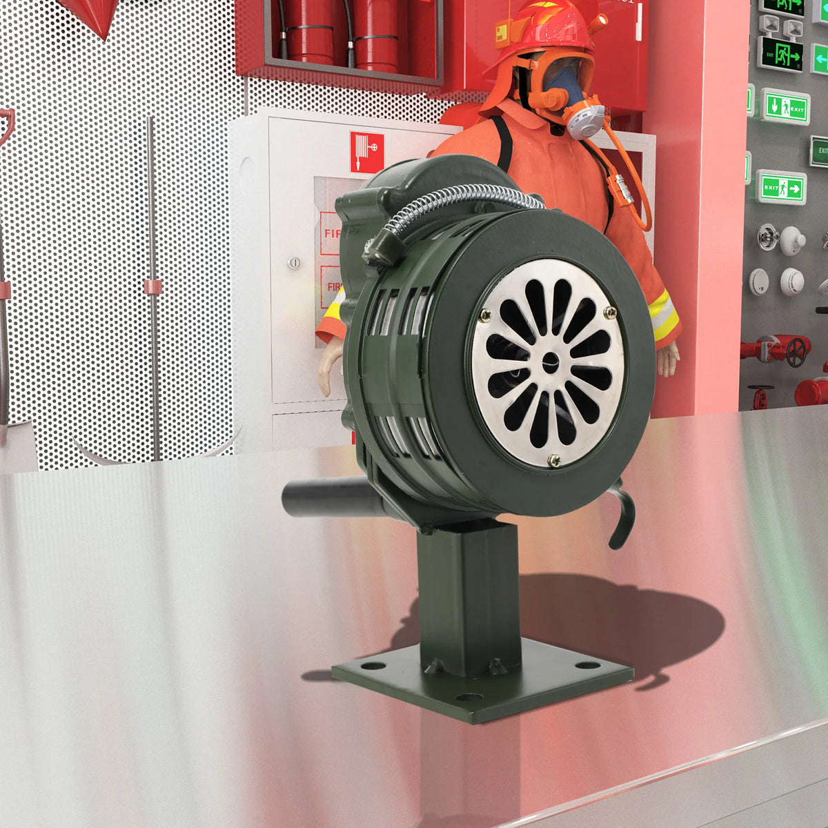 LK-100A Handhållen Siren Aluminiumlegering Manuell vevbar Siren Luftanfall Siren 110dB Högt Alarm för Nödsituation Skola Shopping Brand- och Luftsäkerhetslarm System