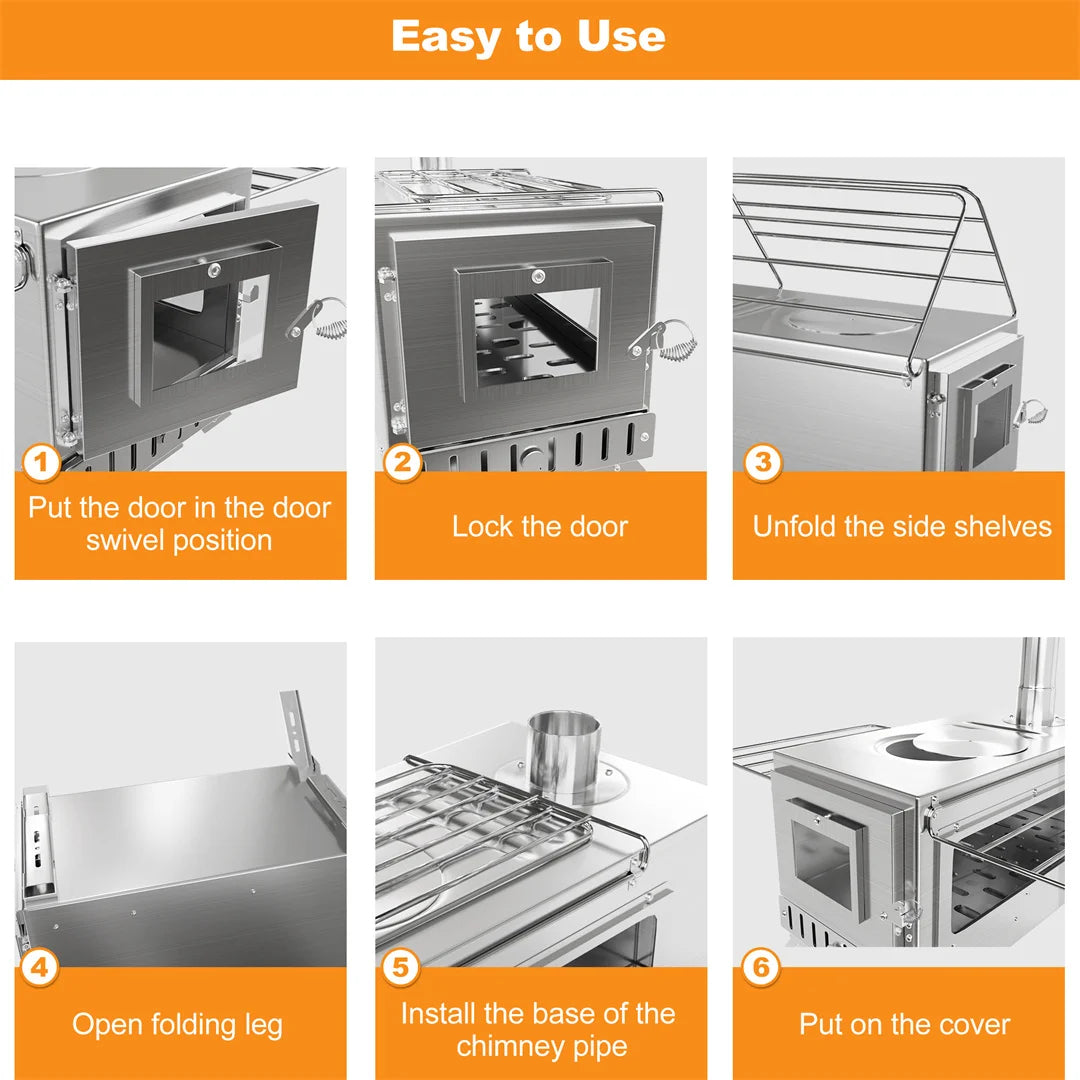 Wood Burning Stove for Camping, Tent Heating and Cooking