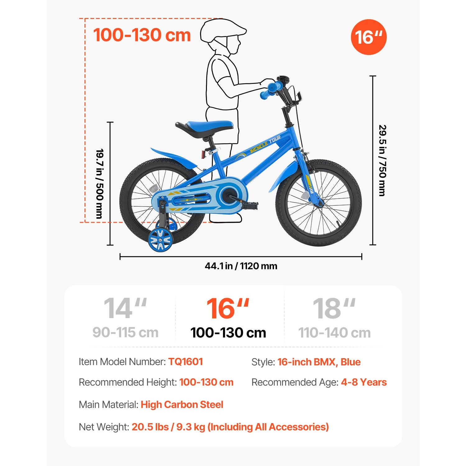 SucceBuy biciclă pentru copii 14/16/18 in, stil BMX, bicicletă pentru copii cu antrenor, bicicletă pentru copii mici, pentru băieți și fete, învățare să pedalare, antrenor de echilibru incluse