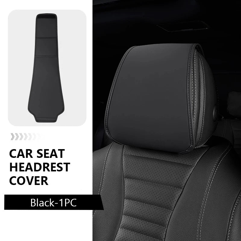 SEAMETAL Car Headrest Cover Wear-Resistant Leatherette Car Seat Pillow Protector Skin-Friendly Anti-Scratch Protection Cover