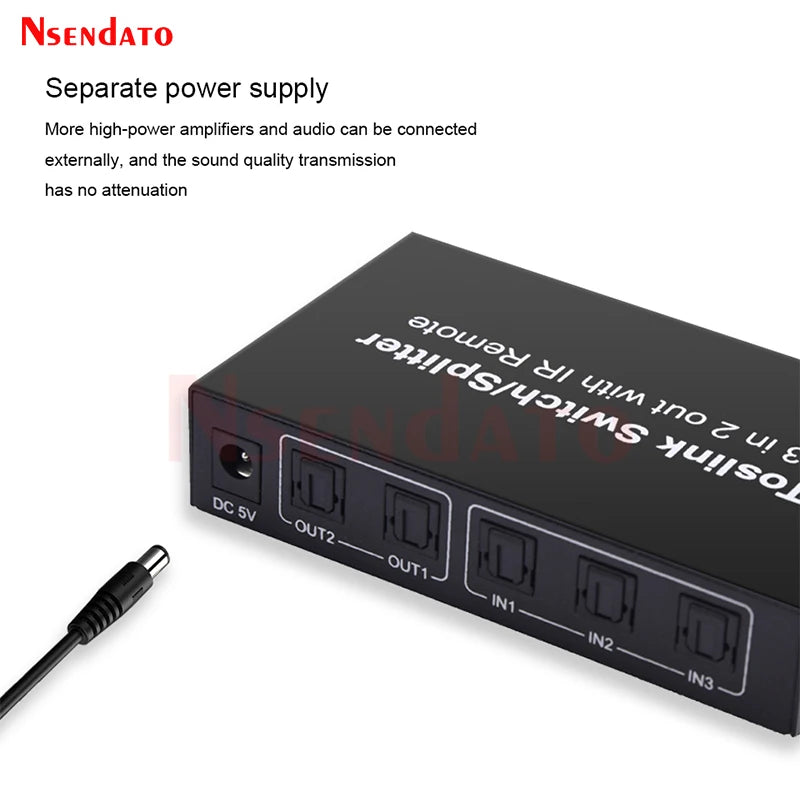 Toslink Optical Audio Switch Splitter - 3x2
