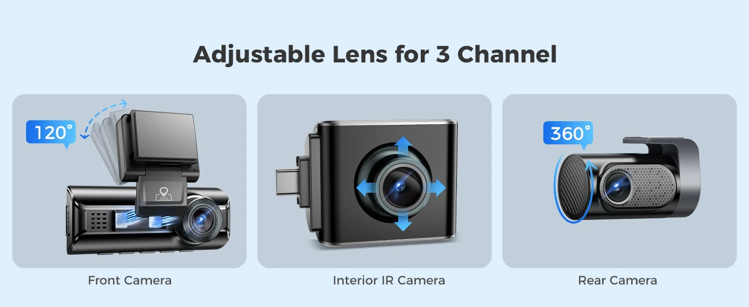 AZDOME M550 Pro Dash Cam 3‑Channel with GPS & WiFi