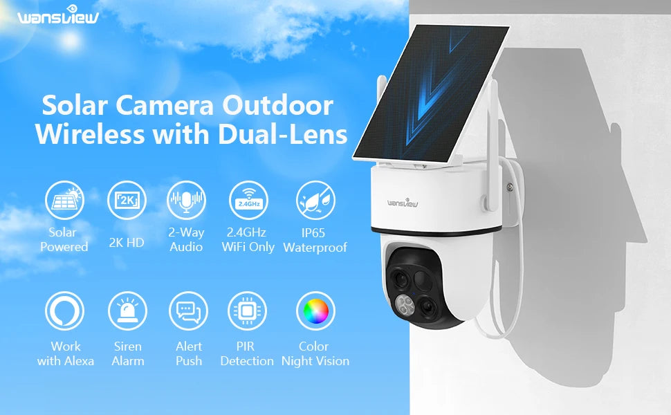 2K Dual Lens Solar Wireless Outdoor PTZ Security Camera