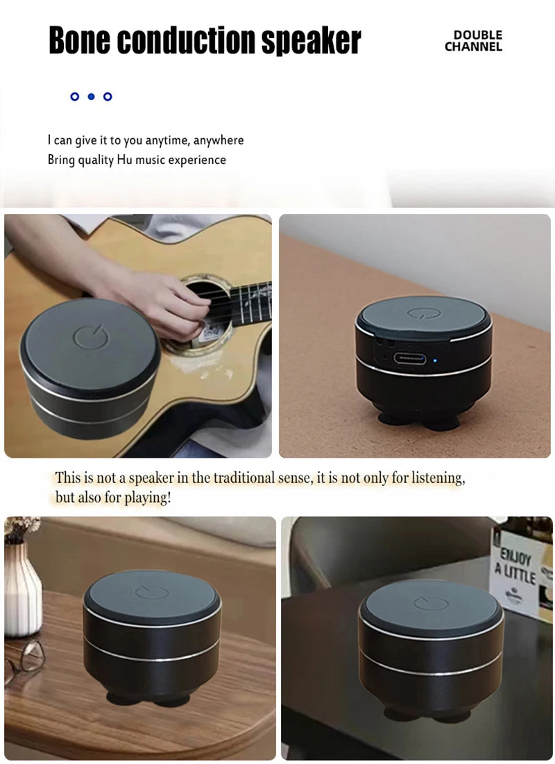 Bone conduction wireless speaker - sucker mount, TWS hi-fi sound enhanced bass, wearable loop, resonance features dynamic audio 