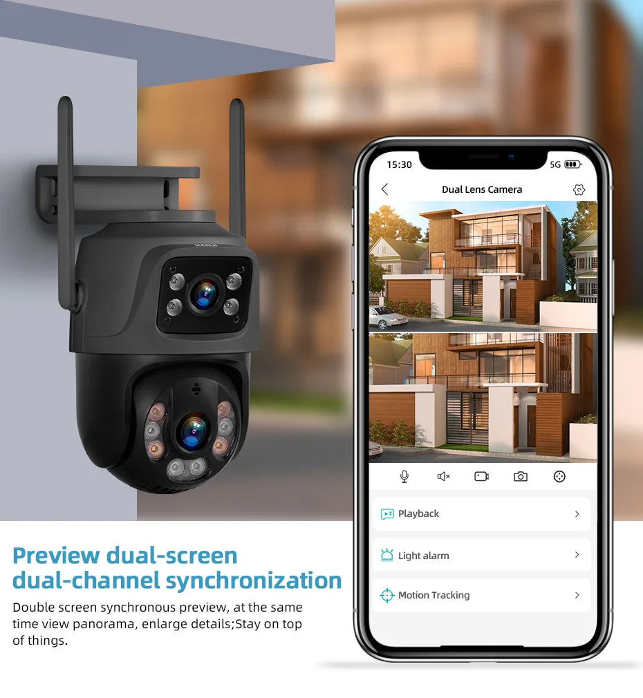 6MP Dual Lens WiFi PTZ Outdoor Security Camera with Human Detection