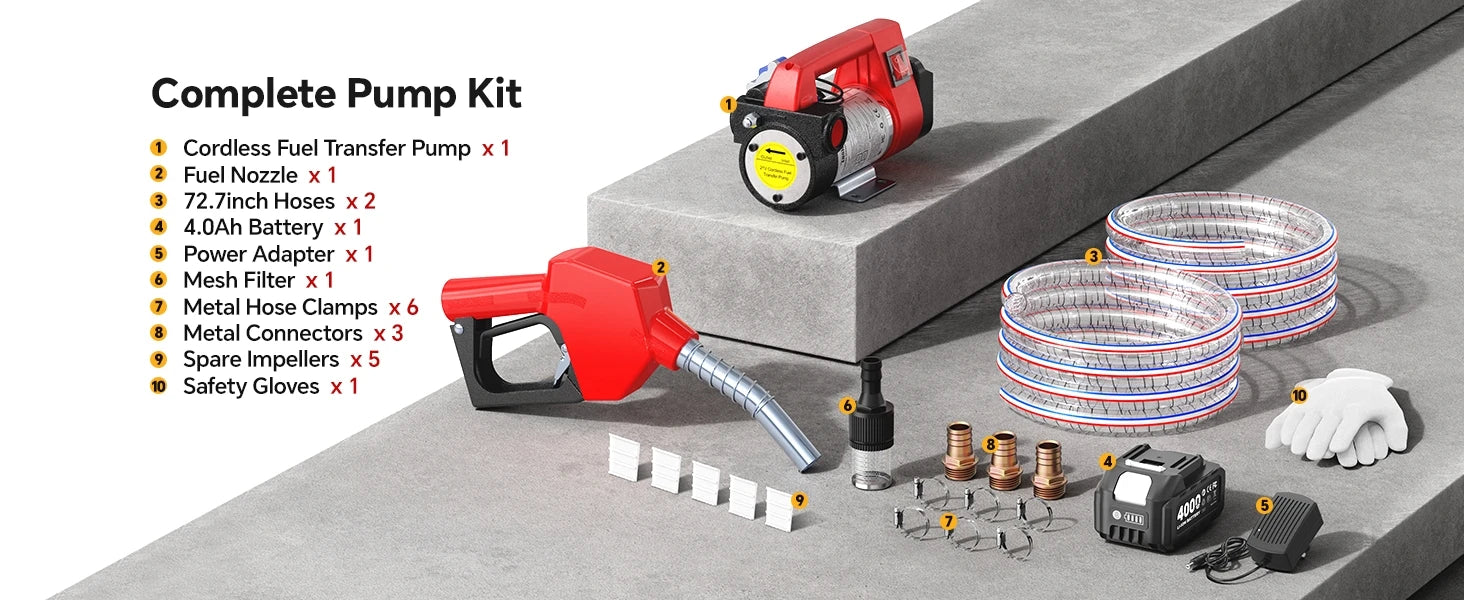 Taskstar Cordless Fuel Transfer Pump Kit for Diesel and Kerosene