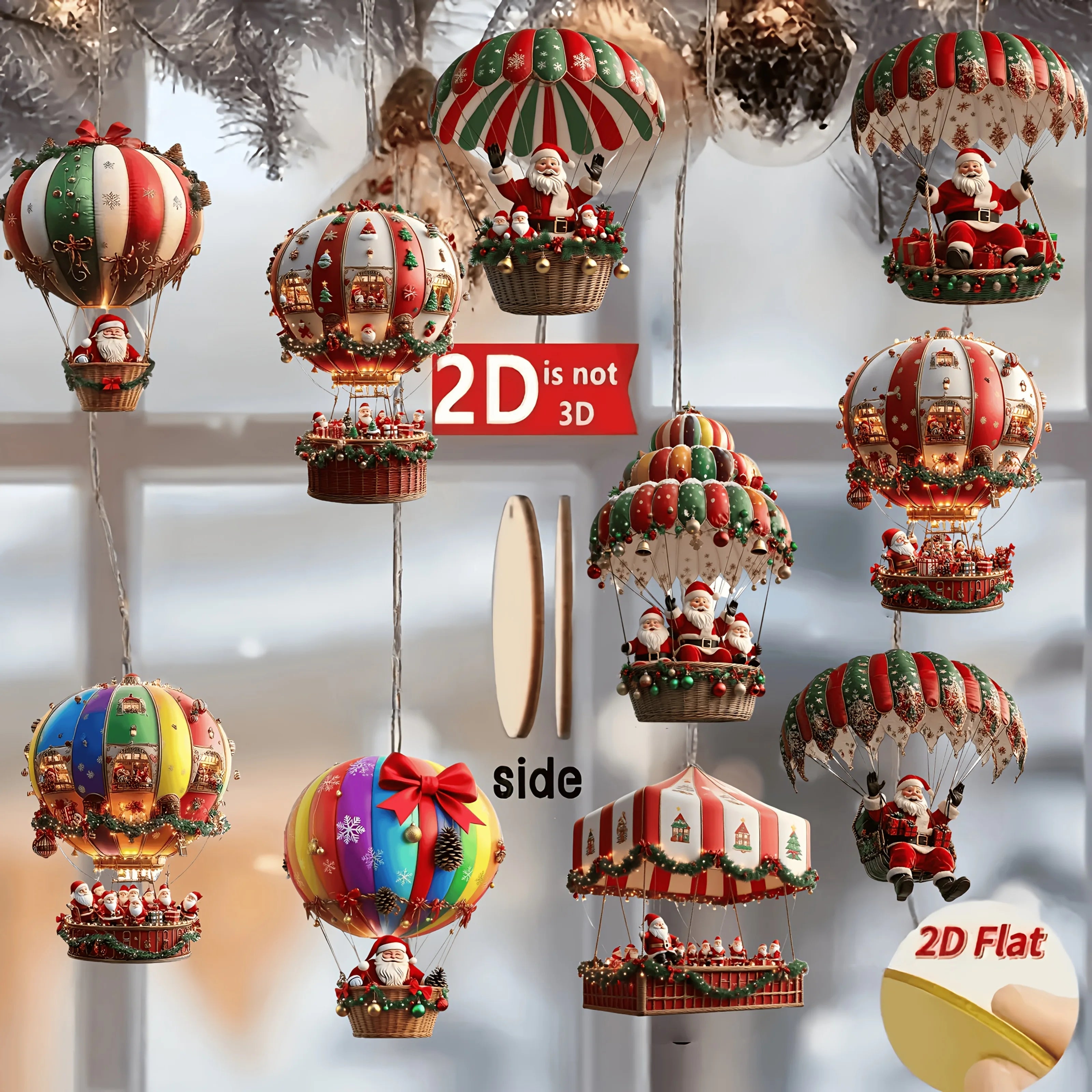 10pcs Christmas Wooden Hot Air Balloon Pendants 🎈 