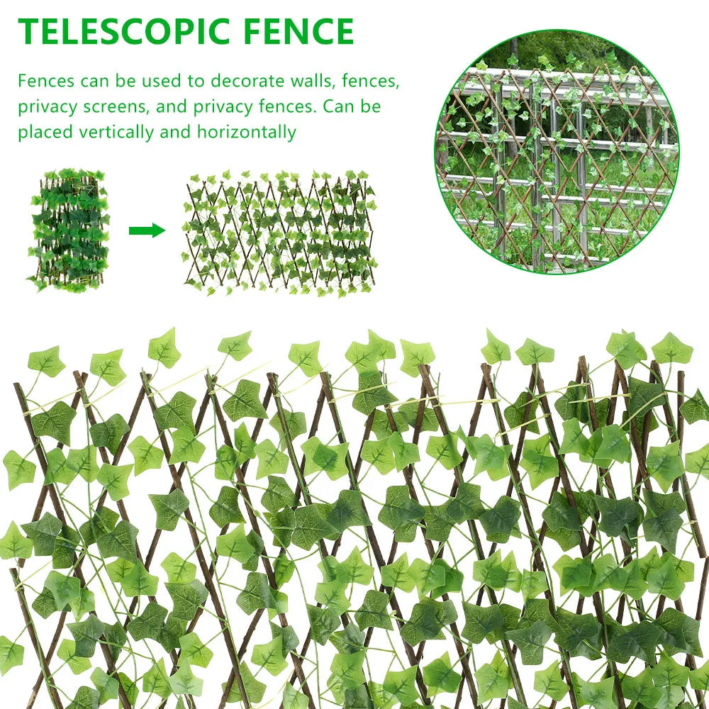 Artificial Garden Trellis Faux Ivy Fencing Panel Expandable Privacy Fence Artificial Leaf Screening For Balcony Garden Decor 