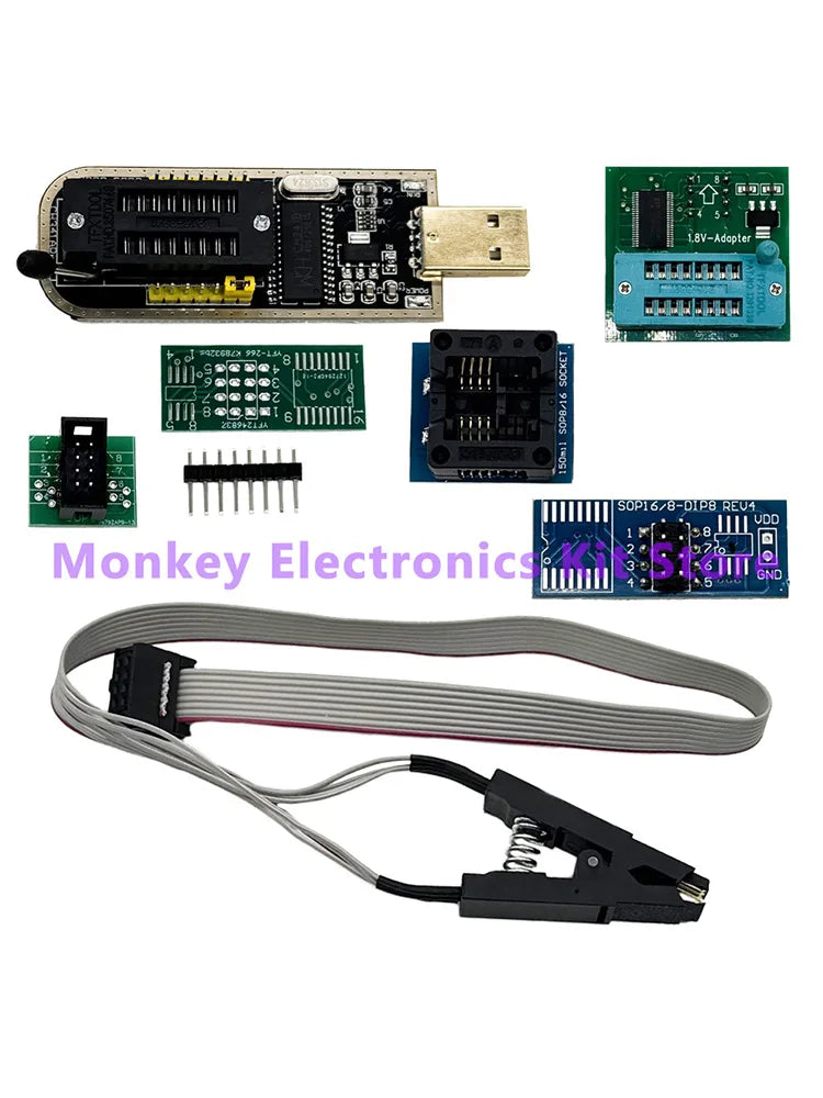 CH341 USB-flashprogrammer en adapteropties