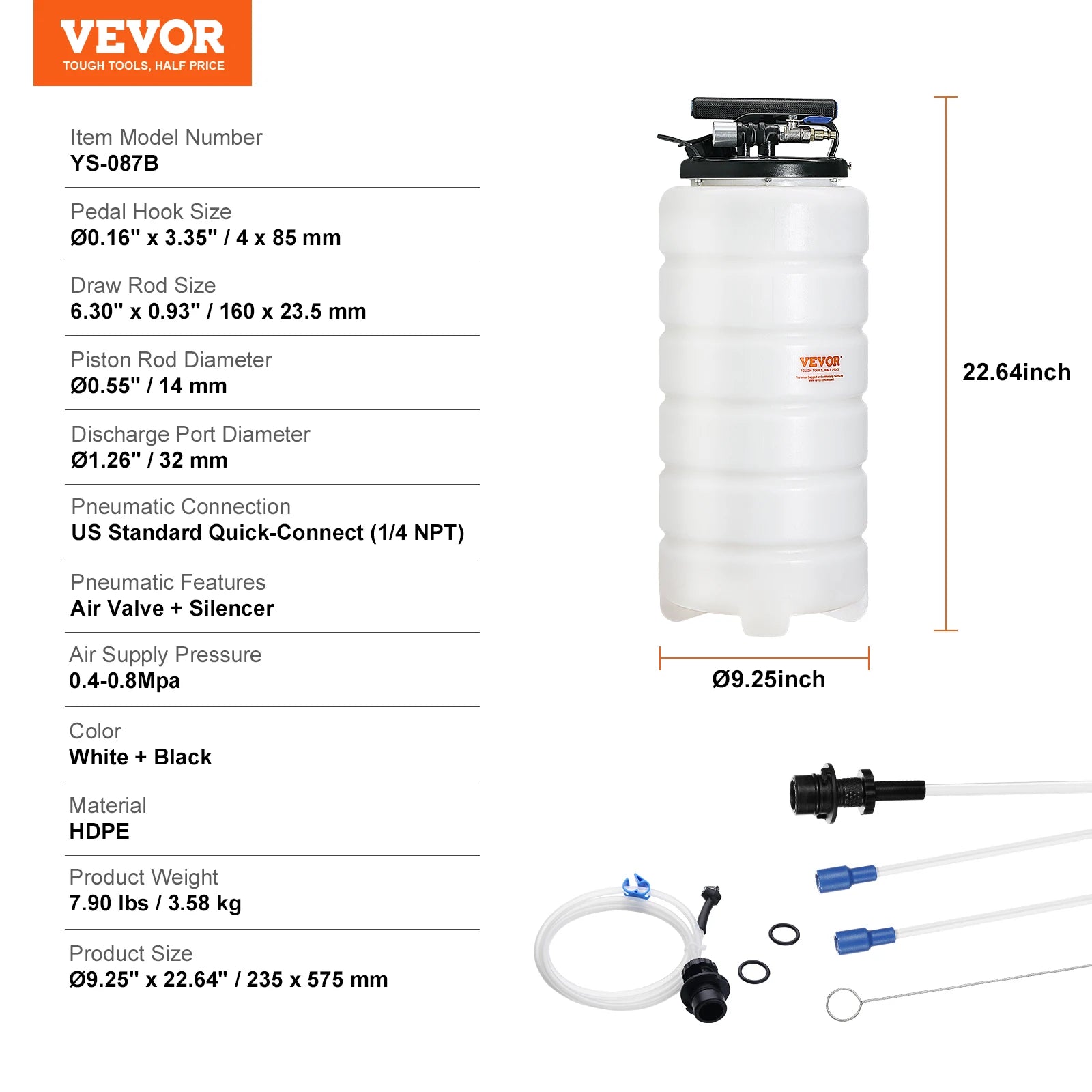 Sada pneumatického extraktora kvapalín na výmenu oleja 6,5L/15L