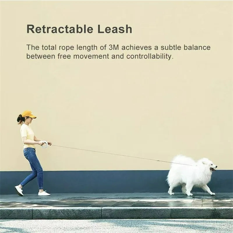 3m Retractable Dog Leash with One-Hand Brake & Anti-Slip Handle
