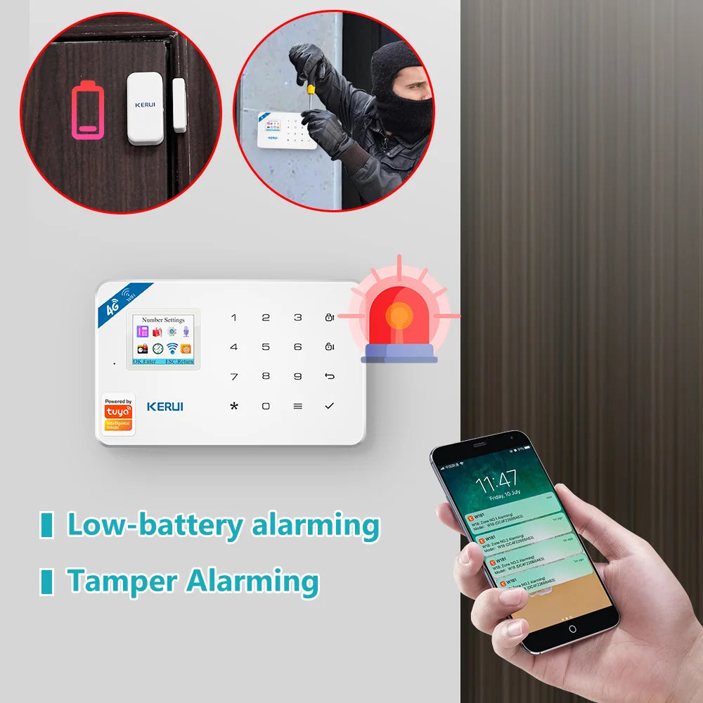 KERUI W181 Wireless WIFI Alarm System Door Sensor Phone APP Remote Control Smart Home Burglar Security Alarm Works with Tuya