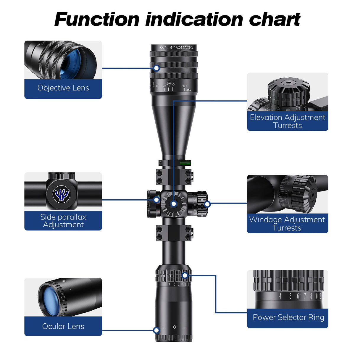 4-16x44 AOE Riflescope - 11 mm sau 20 mm Mount