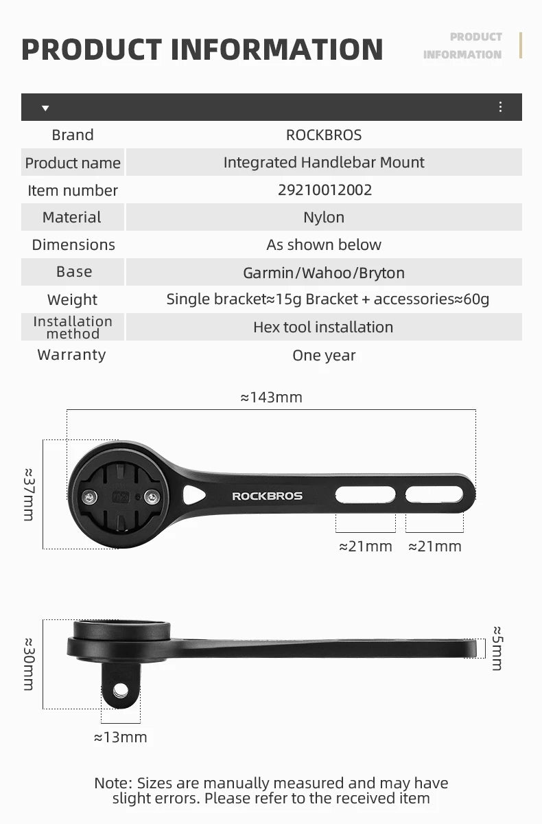 Bike Computer & Front Lamp Mount Bracket for Garmin Bryton