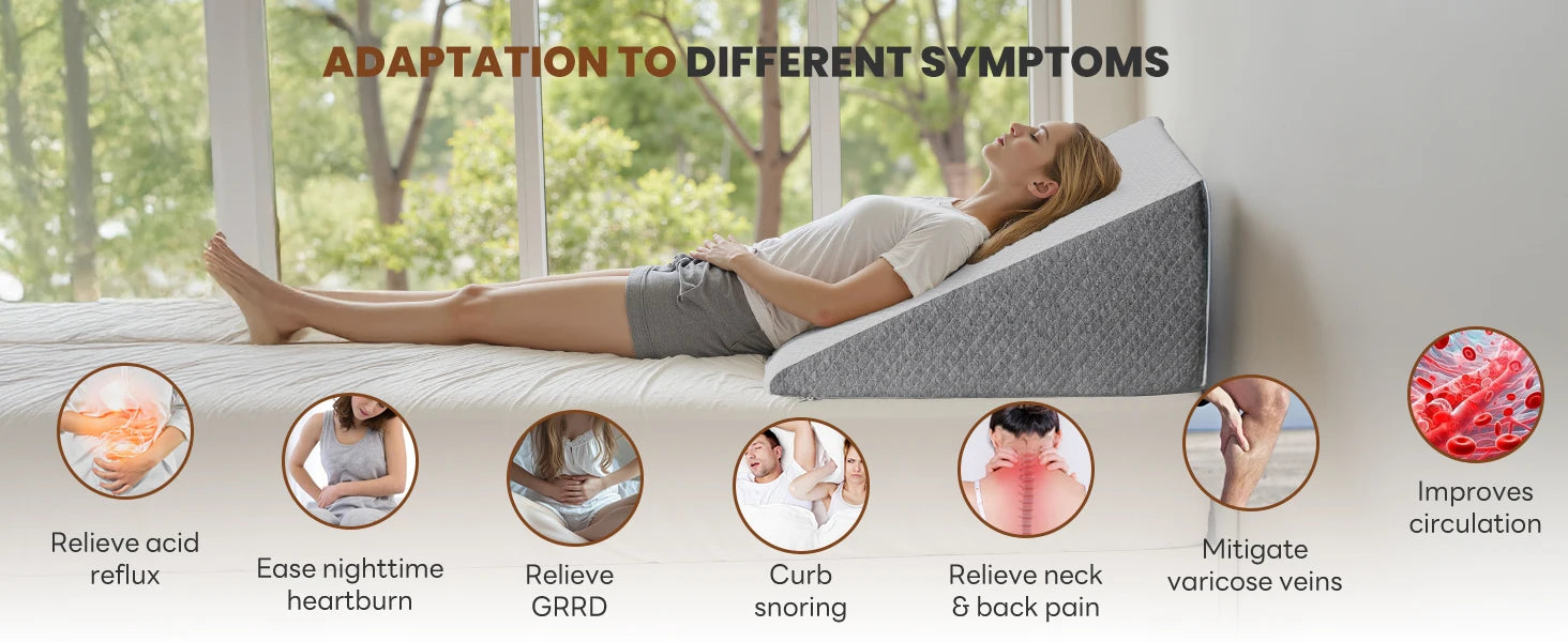Ergonomic Memory Foam Wedge Pillow for Neck Pain Relief Support