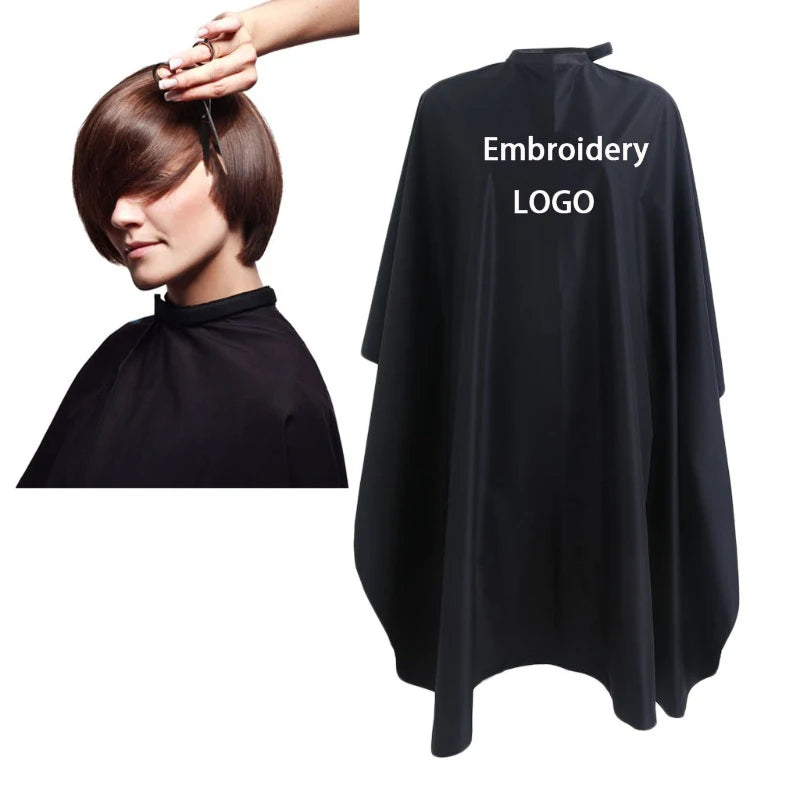 Custom Logo Waterproof Salon Hairdresser Haircut Cover Colored Hair Dust Proof Apron Styling Cloth Barber Shop Apron Cape 