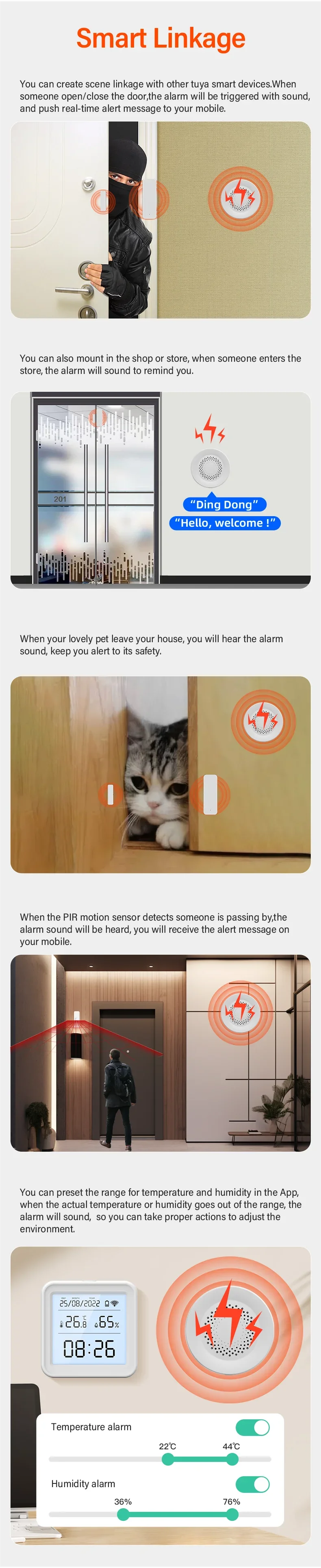 Tuya Zigbee Siren Alarm For Smart Home Security 100db Speaker Works With Alexa Yandex Alice Require Tuya Zigbee Hub. 