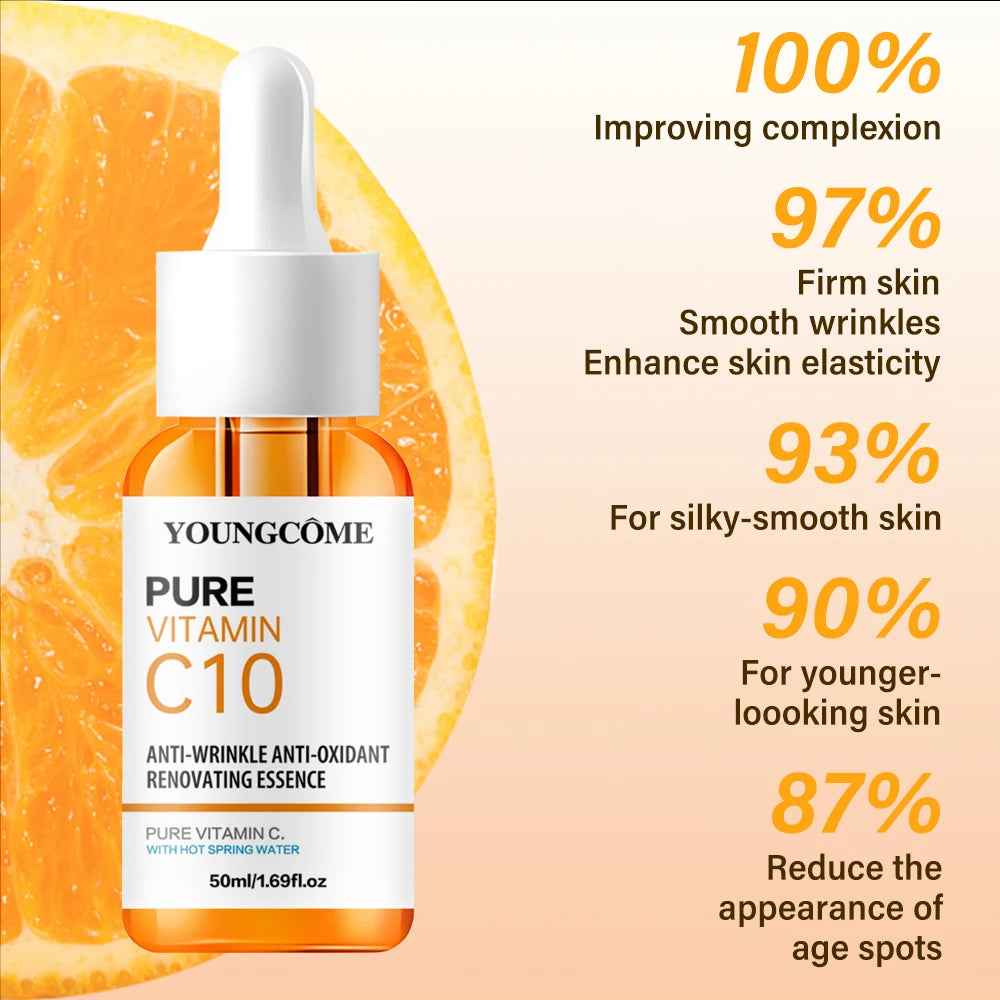 Vitamin C Facial Essence Hyaluronic Acid Dark Skin Brighten Serum Fade Fine Lines Moisturizing Repair Dull Serum Face Skin Care 