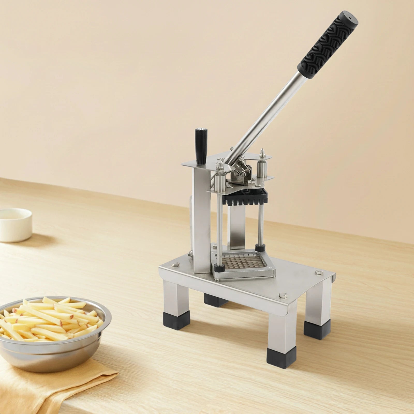 Commercial French Fry Cutter Kitchen Vegetable Dicer Multi-function Food Cutter with 3 Stainless Steel Blades for Home Restaurant
