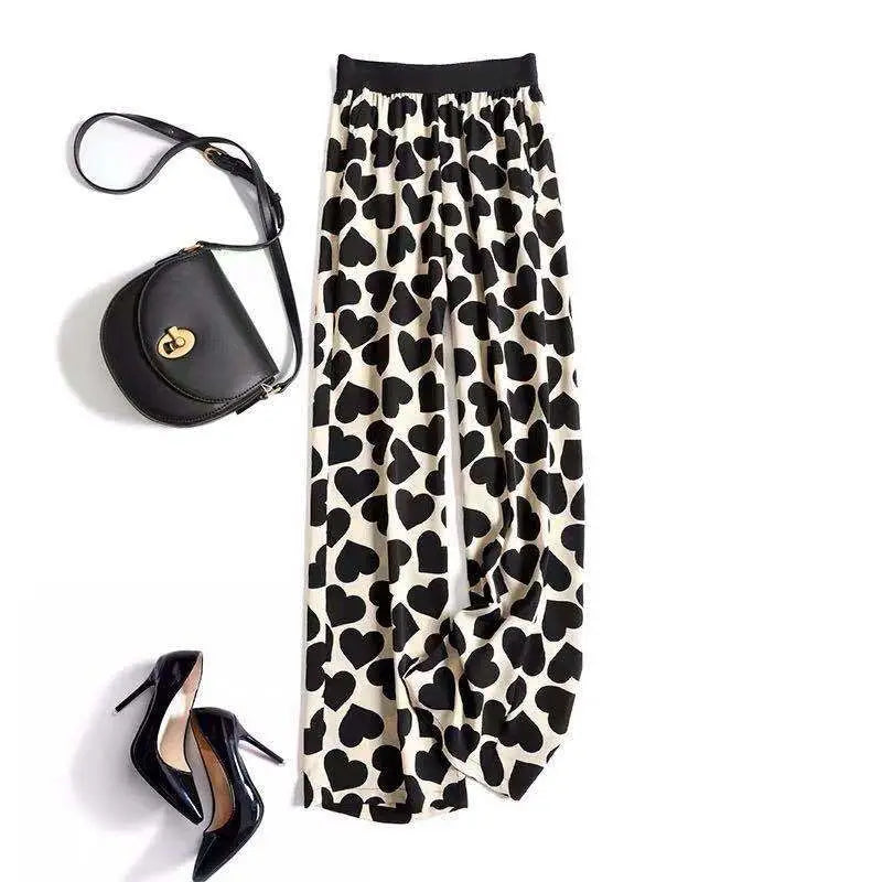 Women’s Floral Wide Leg Drawstring Pants with High Waist