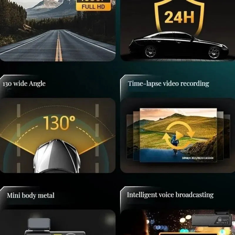 2K 1440P WiFi Dashcam med natvision, stemmestyring og GPS