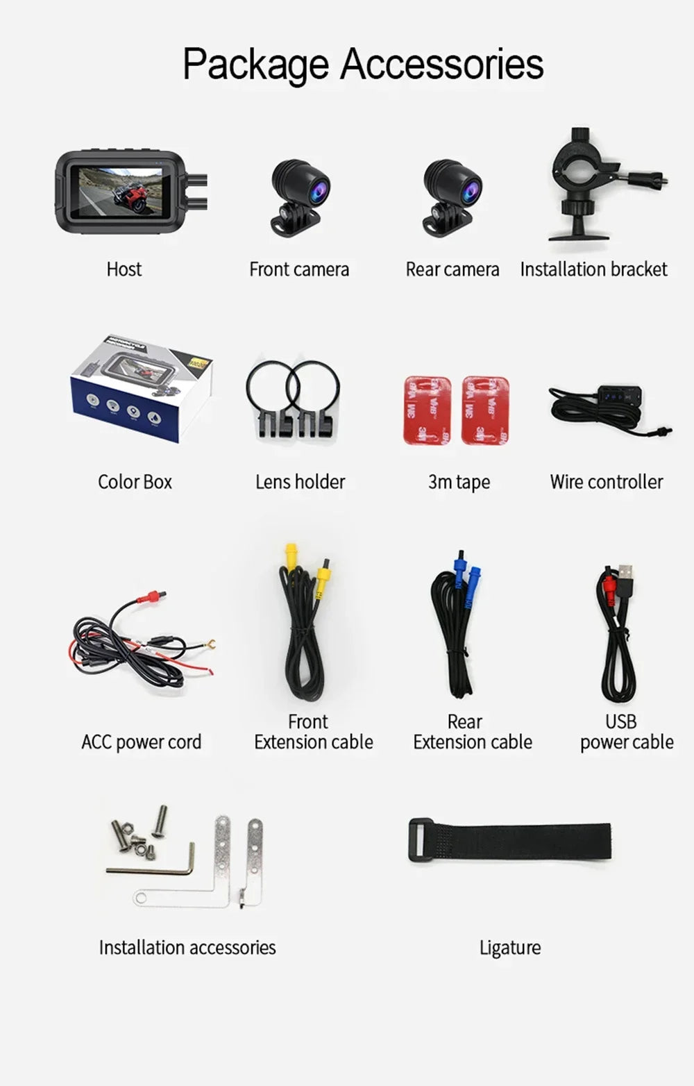 High quality HD 1080P Waterproof Mini Dual Camera Motorcycle Dash Cam DVR Camera with Wifi GPS 