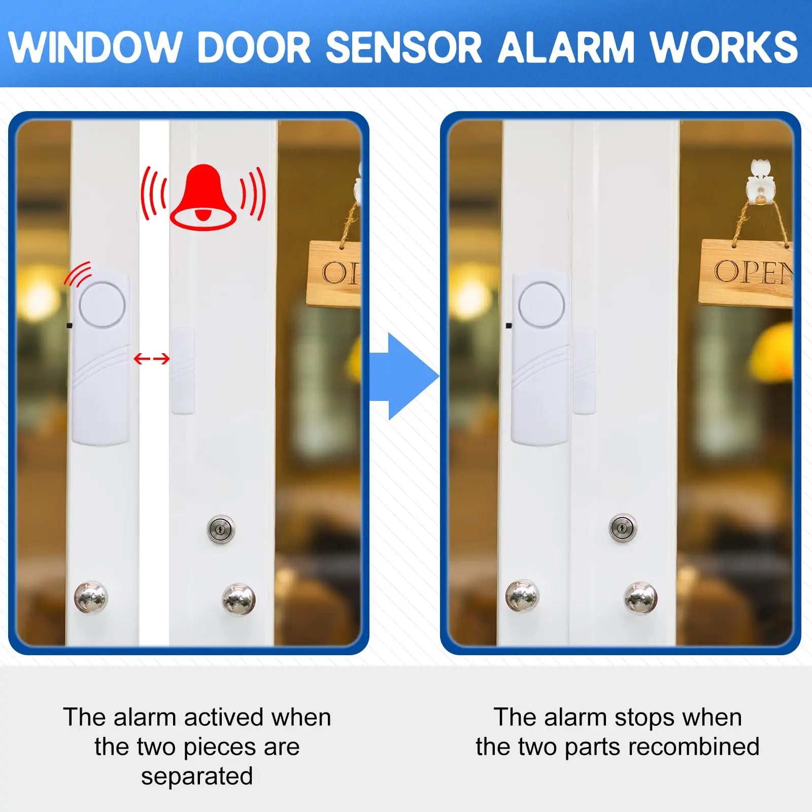 Wireless Door Window Sensor Alarm 95dB Anti-Theft Contact