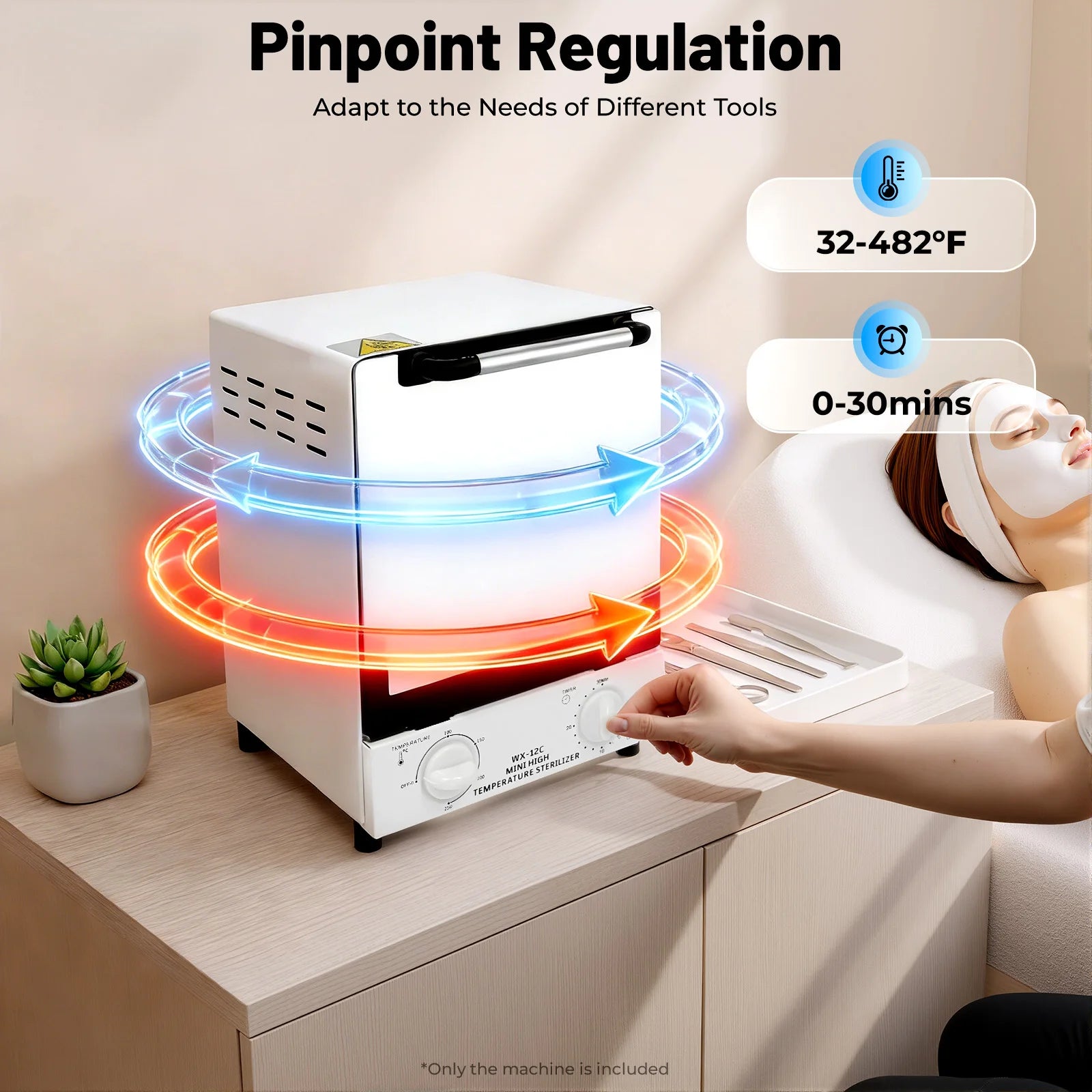 Esterilizador de Calor Infrarrojo 12L 1000W Limpiador de Herramientas para Uñas y Salón