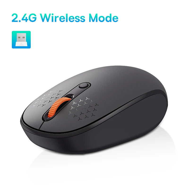 Wireless Bluetooth Mouse with Silent Clicks & Tri-Mode Connection
