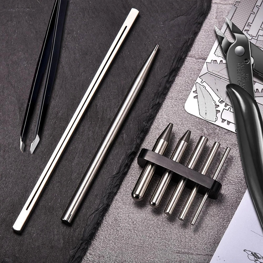 Kit di utensili per modelli in metallo, con utensile per piegare bordi lunghi, utensile per torcere, forme cilindriche e coniche, per puzzle in metallo