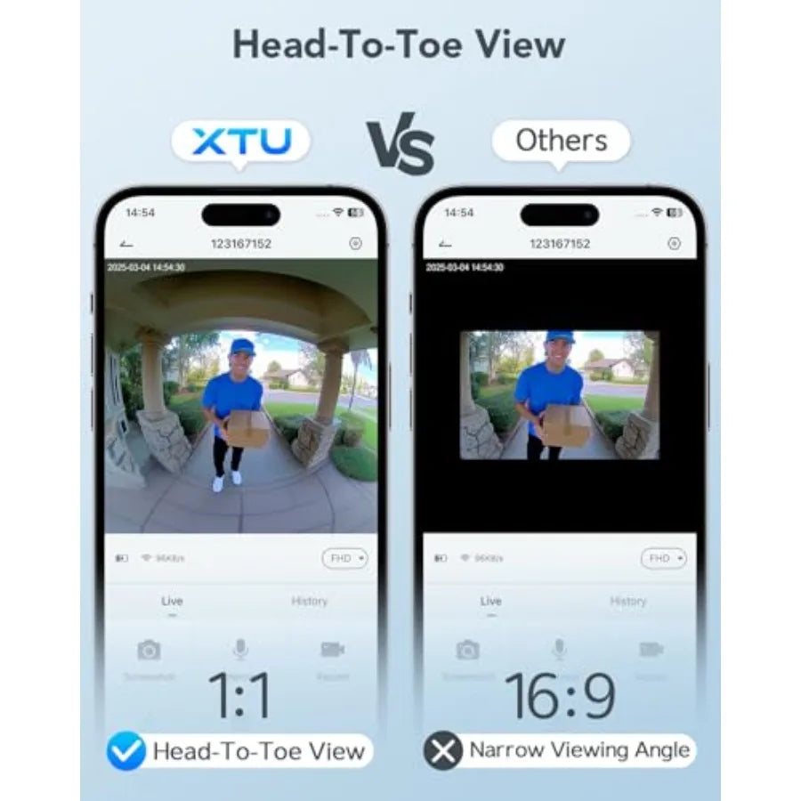 Battery Doorbell with 180° Head-to-Toe Video and Live View