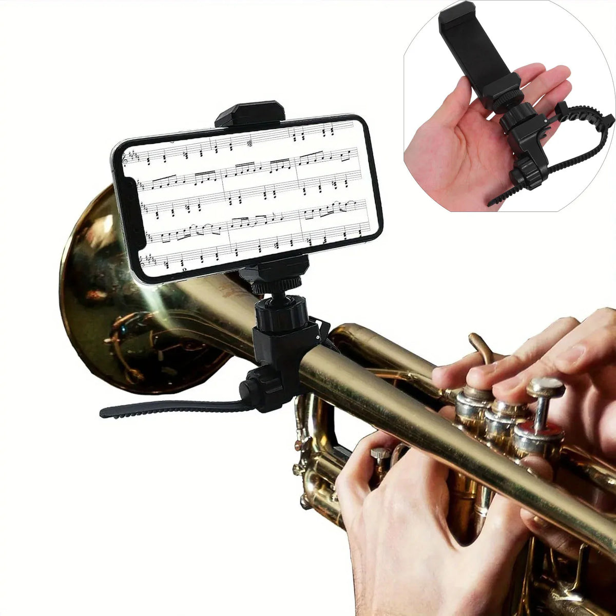 Clamp-On Phone Holder for Brass Instruments