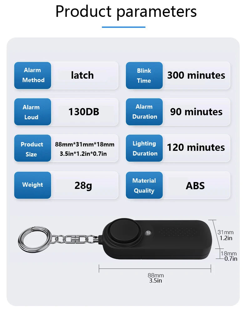 130db Protect Alert Personal Defense Siren Anti-attack Security for Children Girl Older Women Carrying Loud Panic Alarm 