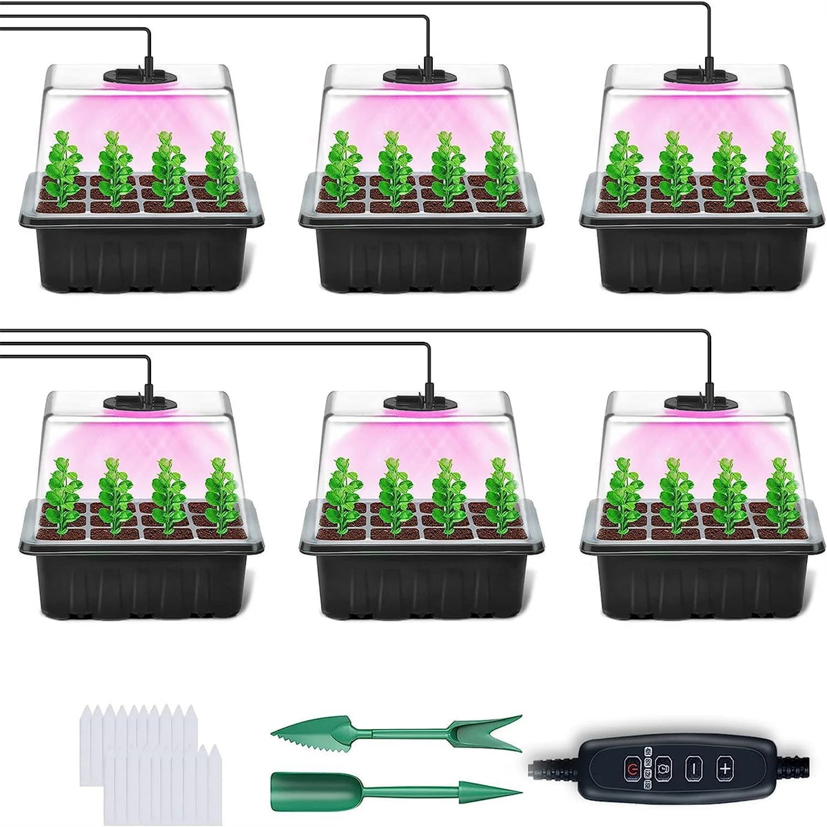 USB Seed-Starting Trays with LED Lights, Pack Options
