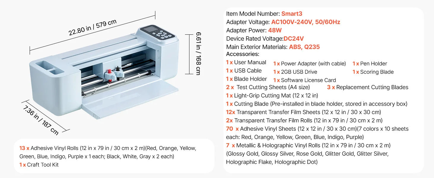 SucceBuy Vinyl Cutting Machine 12 in Button Screen Controlled Vinyl Cutter 5000+ Built-in Design Resources Creating Crafts Cards