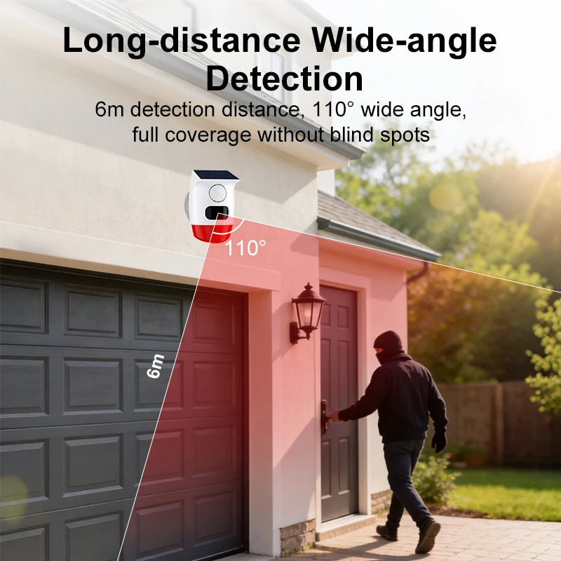 Solar Motion Sensor Alarm with 120dB Siren