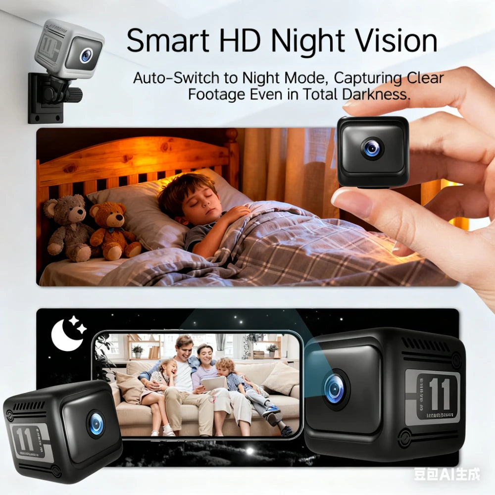 1080P WiFi Mini Security Camera with Night Vision and Motion Detection