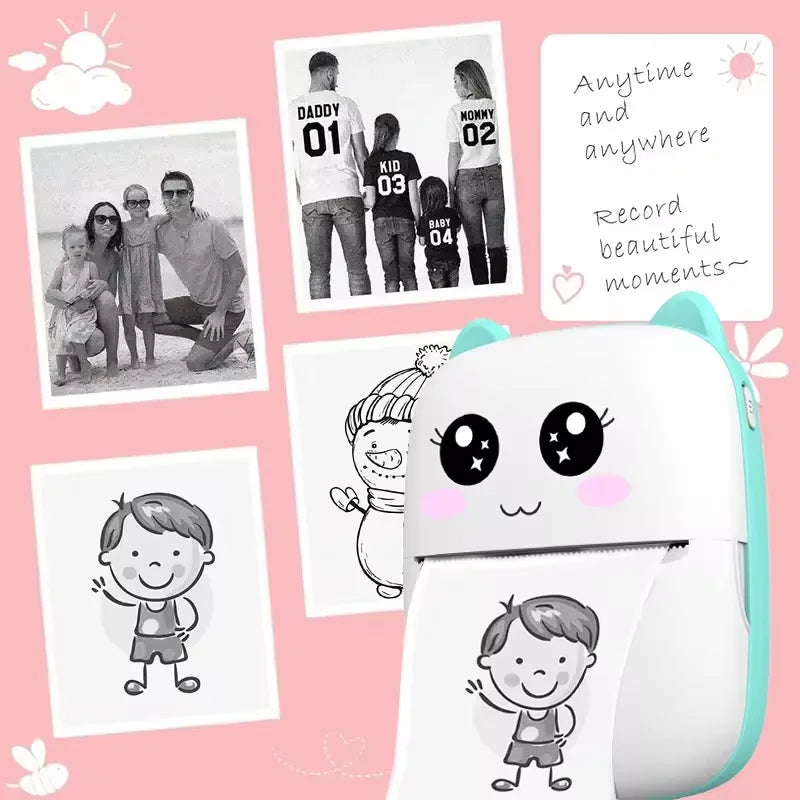 Taşınabilir Mini Yazıcı Kablosuz Bluetooth Fotoğraf ve Etiket Yapıcı