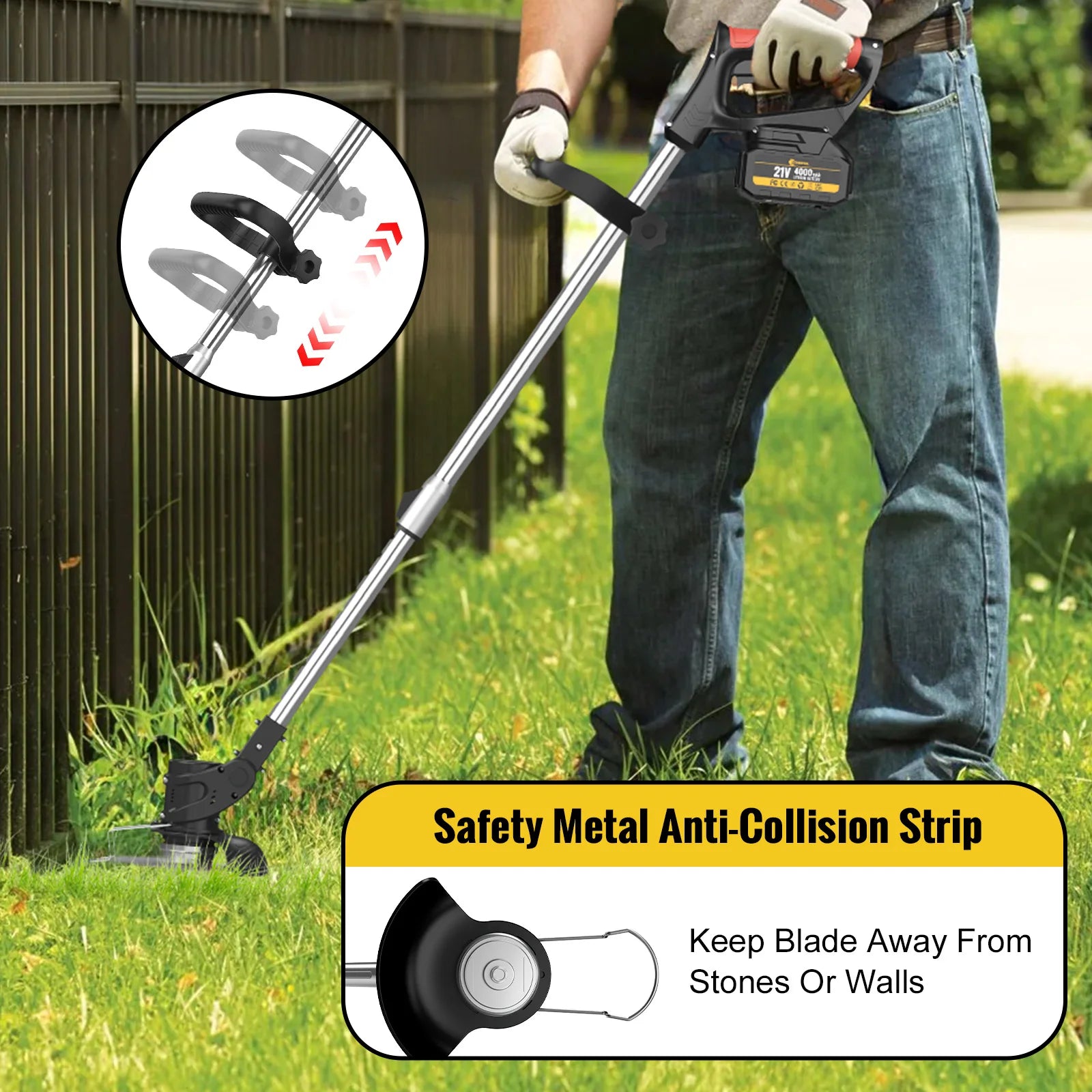 Conentool 24V Cordless Strimmer with Dual Batteries and Blade Set