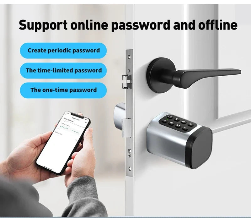 Electronic Digital Tuya Smart Lock Cylinder with Fingerprint Password App Bluetooth Card Mechanical Key Easy Replacement Battery
