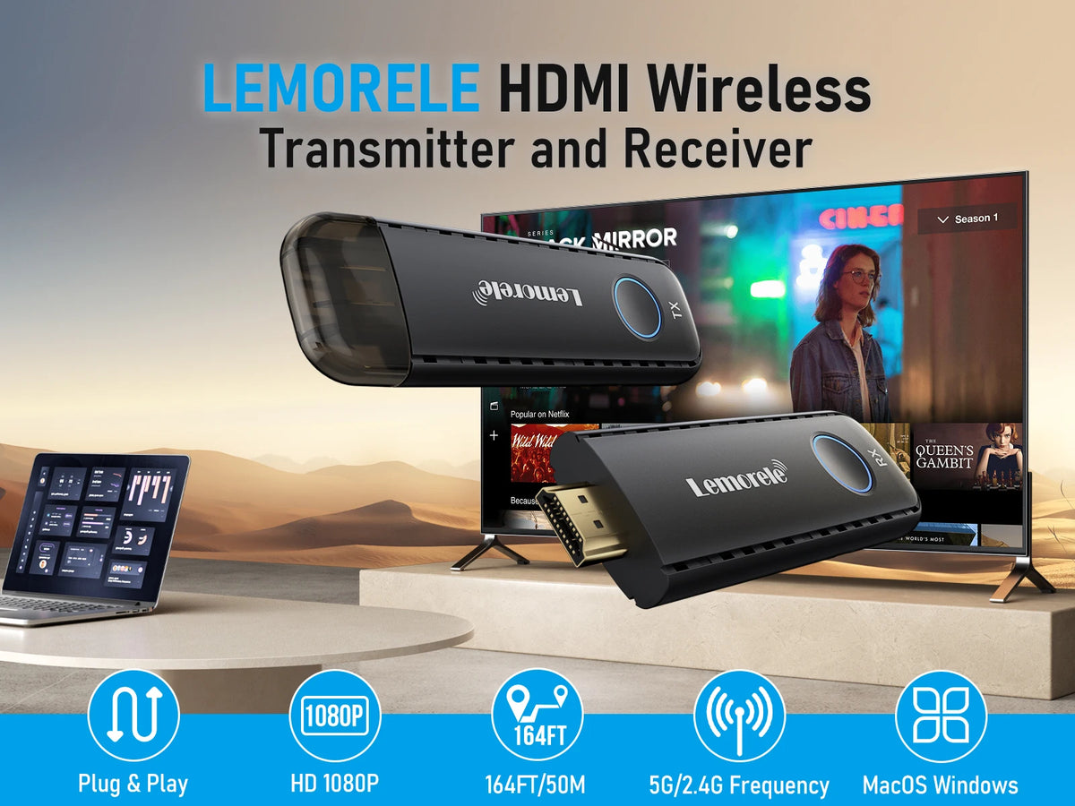 50M Wireless HDMI Transmitter and Receiver 1080P Plug & Play