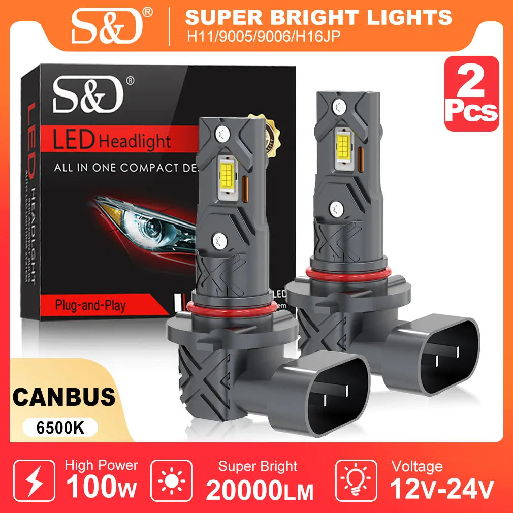20000LM H11 LED Canbus H8 H9 H16JP 9005 HB3 9006 HB4 LED Autó Fej Lámpaizzó Canbus Szuper Fényes 6000K 12V 24V Fáklya
