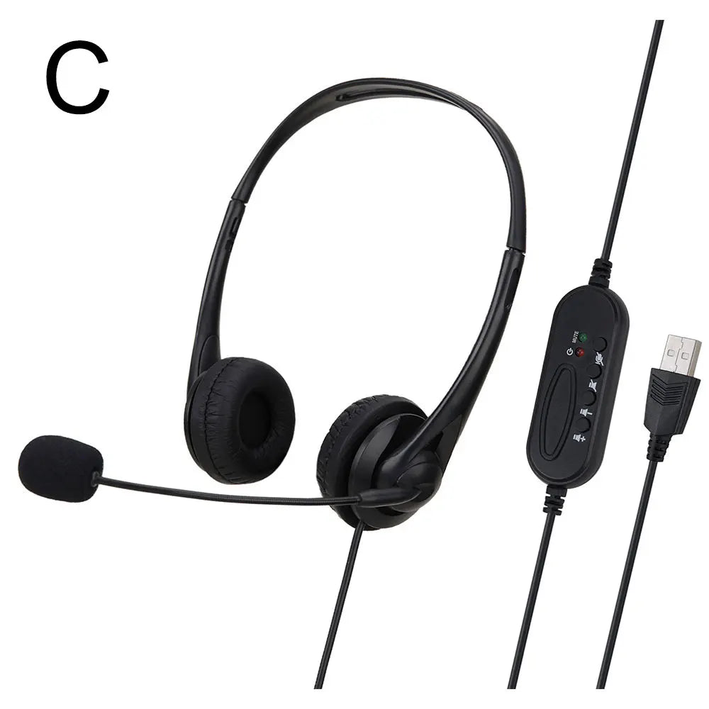 3.5mm/USB Computer Headset with Noise Cancelling Microphone Chatting Network Teaching Video Conferencing Stereo Wired Headset
