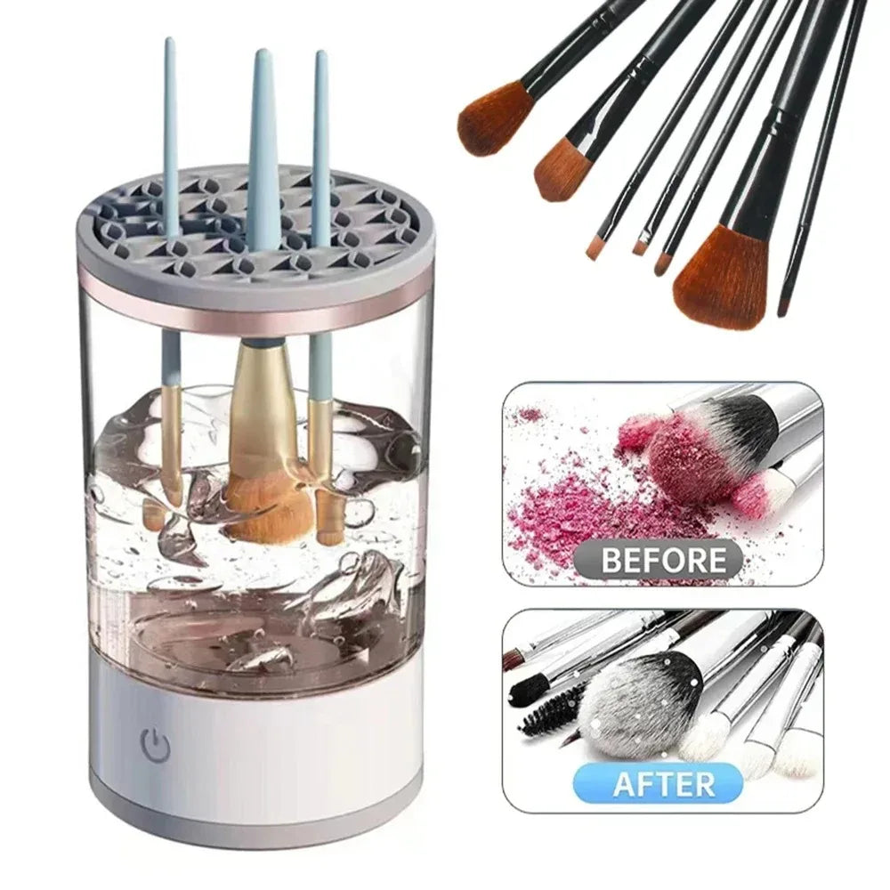 Curățator electric automat pentru pensule de machiaj, adaptor USB, burete de curățare cosmetic, uscare cu covoraș de curățare